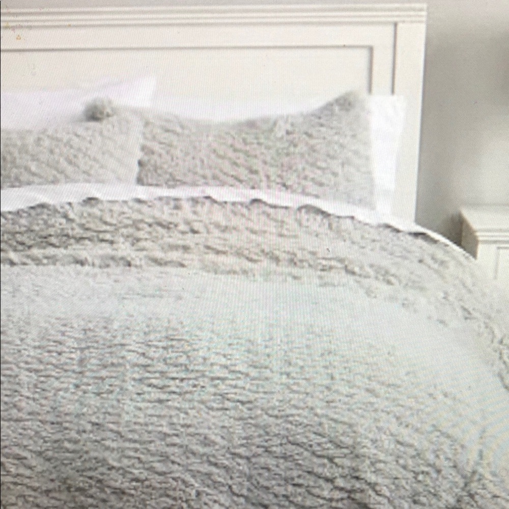 Pottery Barn Teen Gray Cloud Faux Fur Duvet Cover Plush Grey Bedding Twin XL